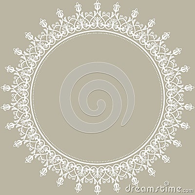 Floral Modern Vector Round Frame Vector Illustration