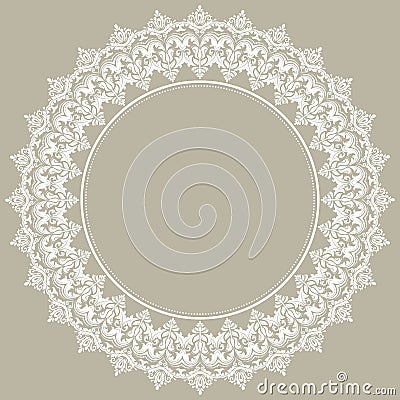 Floral Modern Vector Round Frame Vector Illustration