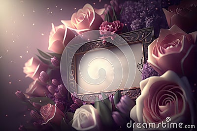 Floral mothers day background. Illustration AI Generative Stock Photo