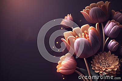 Floral mothers day background. Illustration AI Generative Stock Photo