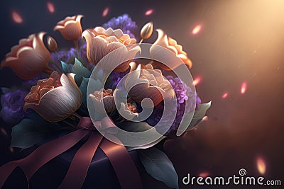 Floral mothers day background. Illustration AI Generative Stock Photo