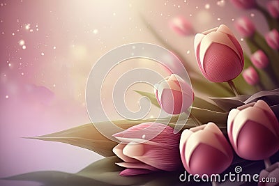 Floral mothers day background. Illustration AI Generative Stock Photo