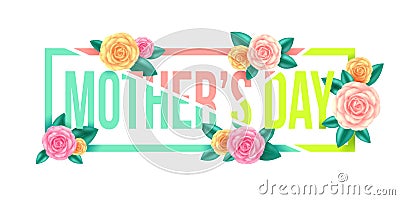 Floral Mothers Day Graphic Design.Mothers Day letter with flowers Vector Illustration