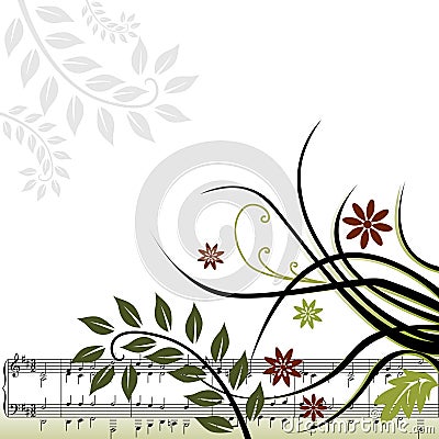Floral Musical Background Vector Illustration