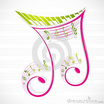 Floral Musical Note Vector Illustration