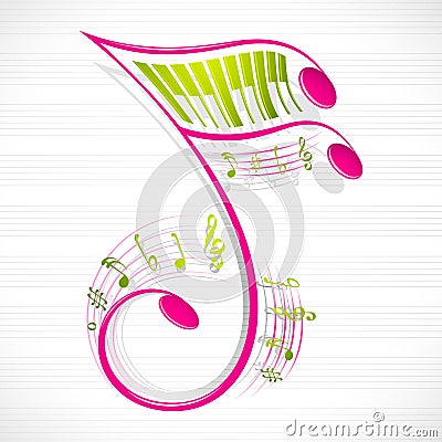 Floral Musical Note Vector Illustration