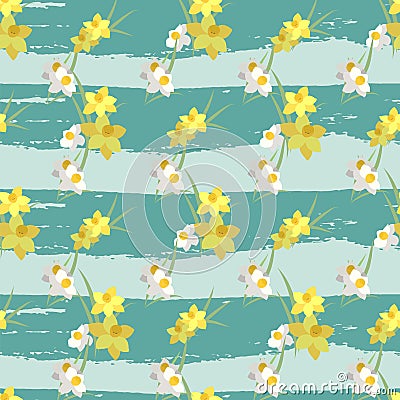 Floral narcissus retro vintage background Cartoon Illustration