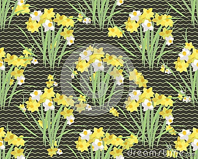 Floral narcissus retro vintage background Vector Illustration