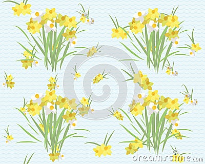 Floral narcissus retro vintage background Vector Illustration