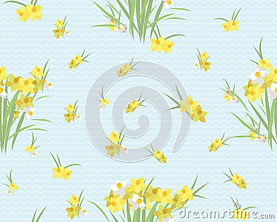 Floral narcissus retro vintage background Vector Illustration