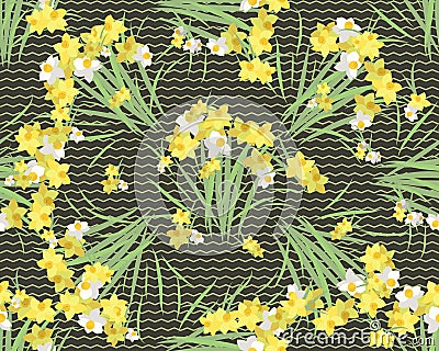 Floral narcissus retro vintage background Vector Illustration