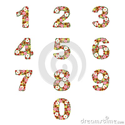 Floral numbers Vector Illustration