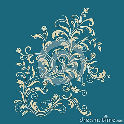 Floral ornament on turquoise background Vector Illustration