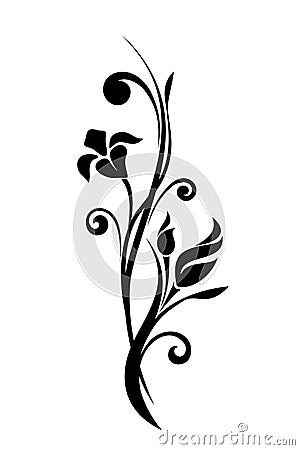 Floral ornament. Vector black and white illustration. Vector Illustration