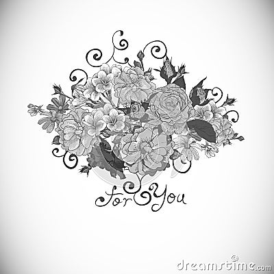 Floral ornament, vintage vignette Vector Illustration