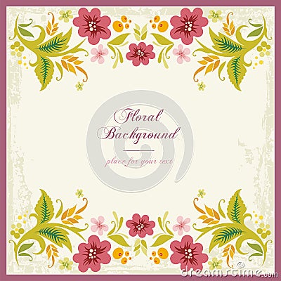 Floral Ornamental Background in Vintage Sty Vector Illustration