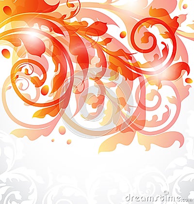 Floral ornamental card, autumn background Vector Illustration