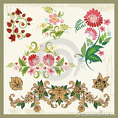 Floral Ornaments in Eastern Style Vector Illustration