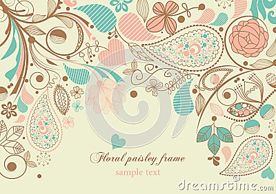 Floral paisley frame Vector Illustration
