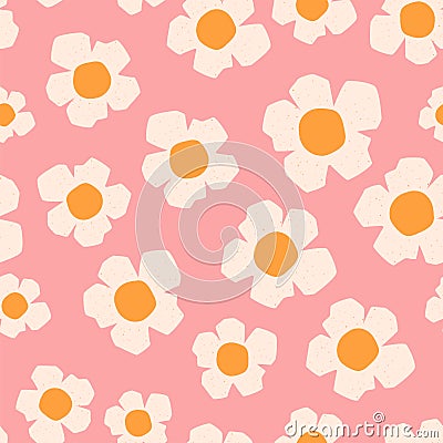 Floral paper cut shapes. Yellow abstract geometric flowers, meadow seamless pattern. Yellow collage flowers. Floral Vector Illustration