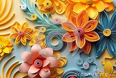 Floral paper quilling summertime Generative AI Stock Photo