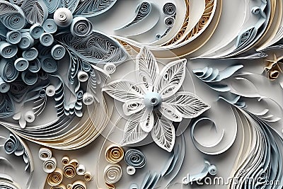 Floral paper quilling winter theme Generative AI Stock Photo