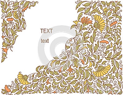 Floral pattern background for text or design. Wallpaper vintage colors floral decoration with flower ornamets isolated on white Vector Illustration