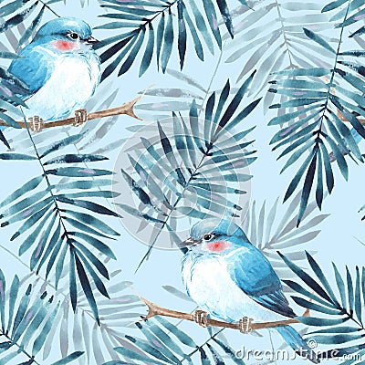 Floral pattern with birds Stock Photo