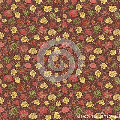 Floral pattern with colored roses Stock Photo