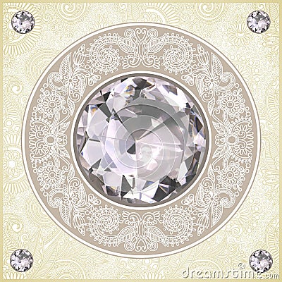 Floral pattern with diamond jewel Vector Illustration