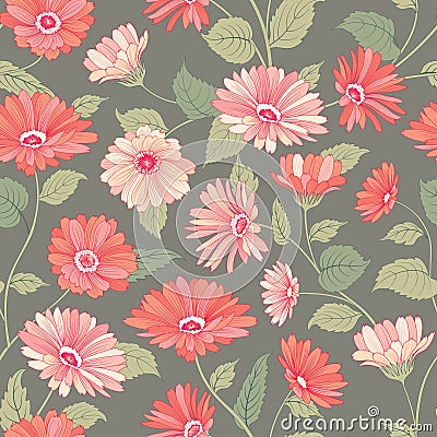 Floral pattern. Flower marigold seamless background Stock Photo