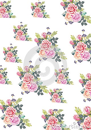 Floral pattern illustration. Flower for textile desingn. Cartoon Illustration