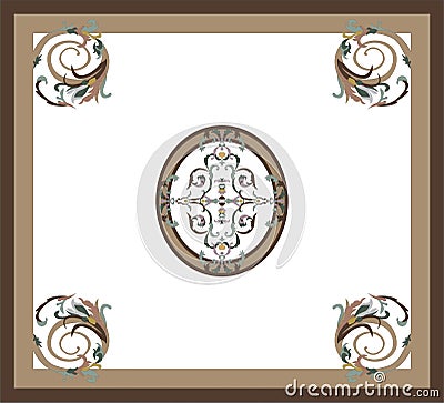 Floral pattern marble decor floors Vector Illustration