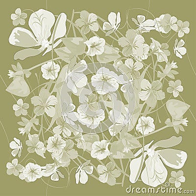 Floral pattern in pastel colors, Vector eps10. For the design of scarves. Vector Illustration