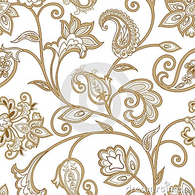 Floral pattern. Seamless oriental arabesque background. Tiled or Stock Photo