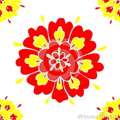 Floral Pattern Seamless with Red and Yellow Petals Vector Vector Illustration