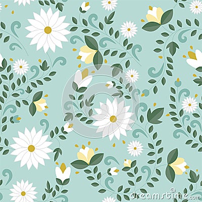 Floral pattern, Seamless texture with flowers, Vector seamless female textile pattern Vector Illustration
