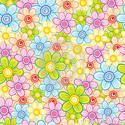 Floral pattern with tightly planted flowers, emotions, vector illustration Vector Illustration