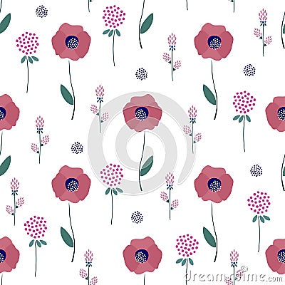 Floral pattern on white background. Vector Illustration