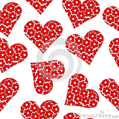 Floral patterned heart seamless background Vector Illustration