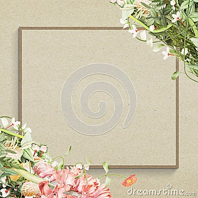 Floral patterned summer frame design element Stock Photo