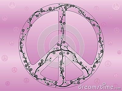 Floral Peace Sign Illustration Vector Illustration