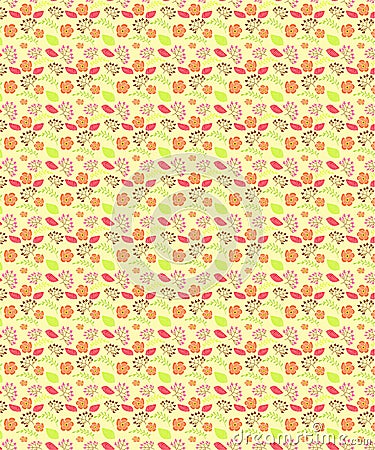 Floral Peach Seamless Pattern For Fabric Prints Vector Illustration