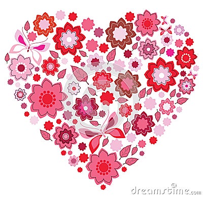 Floral Pink Heart And Butterfly Royalty Free Stock Photo - Image: 22688865