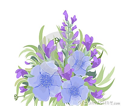 Floral purple Bouquet background Vector Illustration