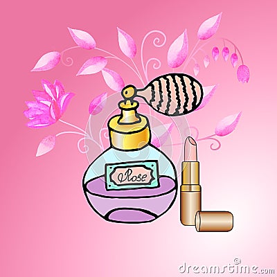 Floral rose parfum Vector Illustration