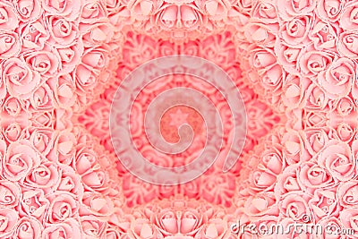 Floral rose pink six sided symmetrical pattern Stock Photo