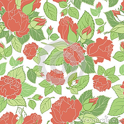 Floral roses vector seamless pattern background Vector Illustration