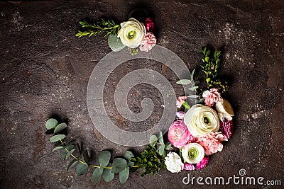 Floral round frame Stock Photo