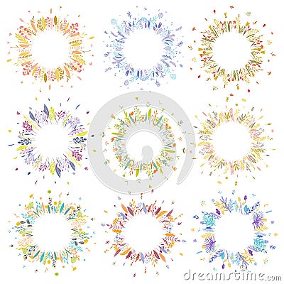 Floral round frames. Vector Illustration